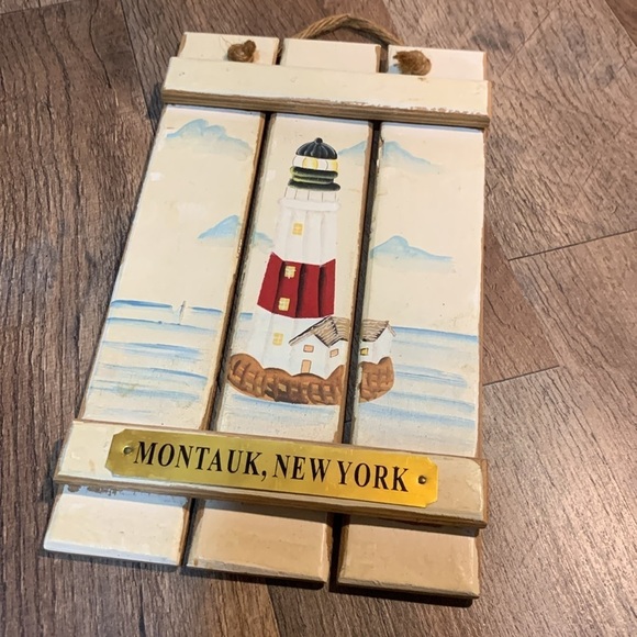Montauk, New York Lighthouse Wall Decor Vintage 1980s Coastal Nautical Decor - Picture 2 of 10